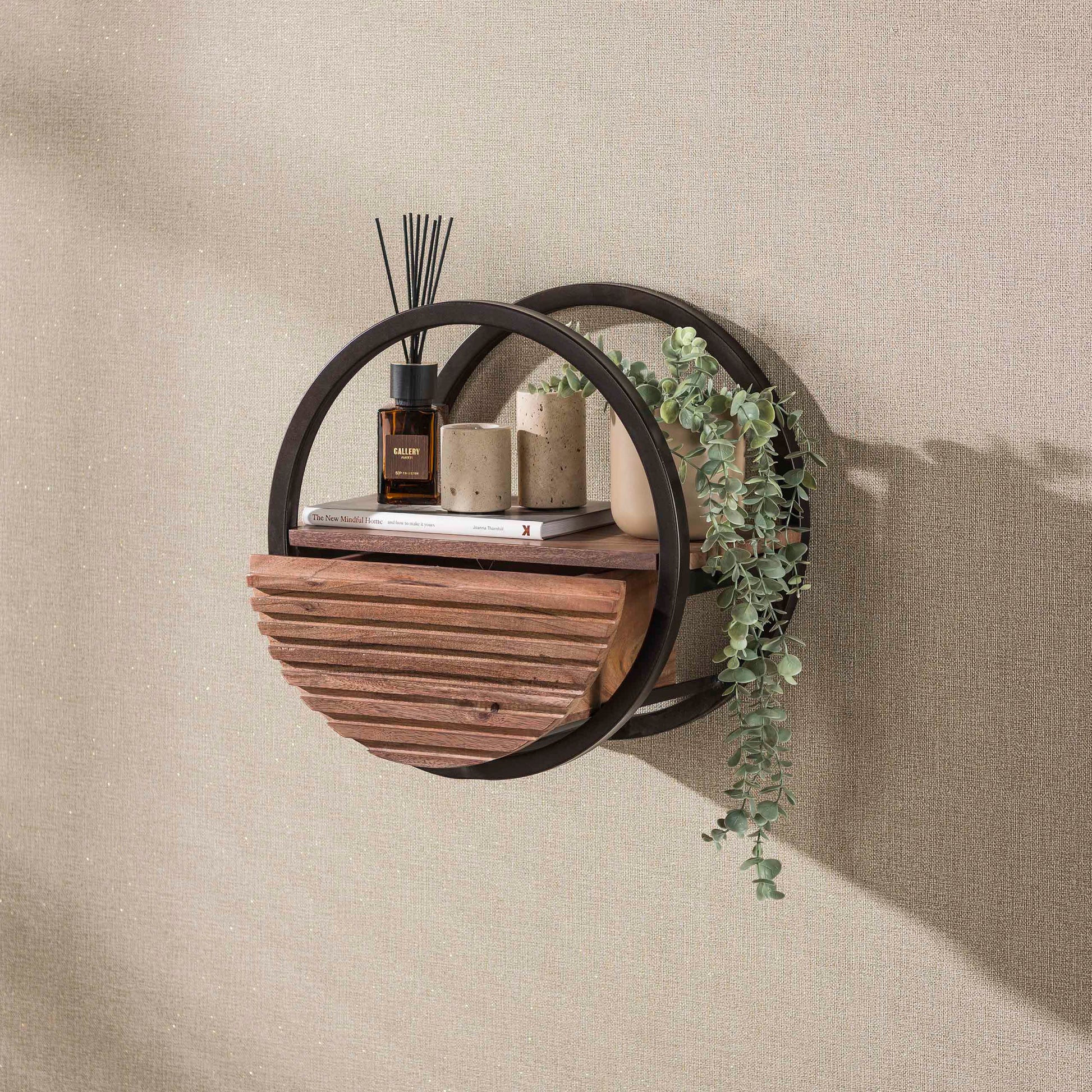 Wandregal – 40×25×40 cm – Massiv Akazie braun | Modell N0165