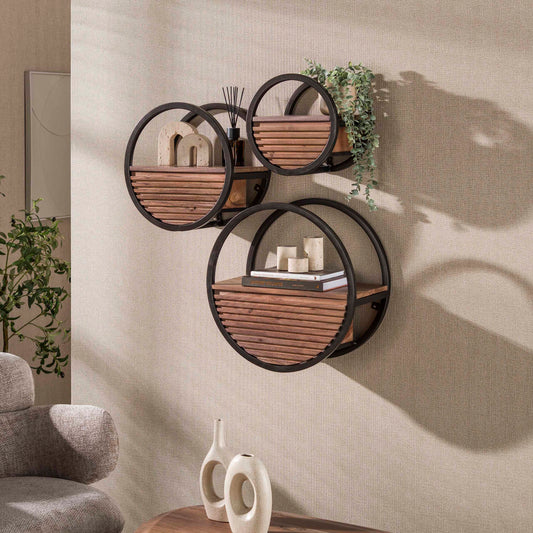 Wandregal – 50×25×50 cm – Massiv Akazie braun | Modell N0166
