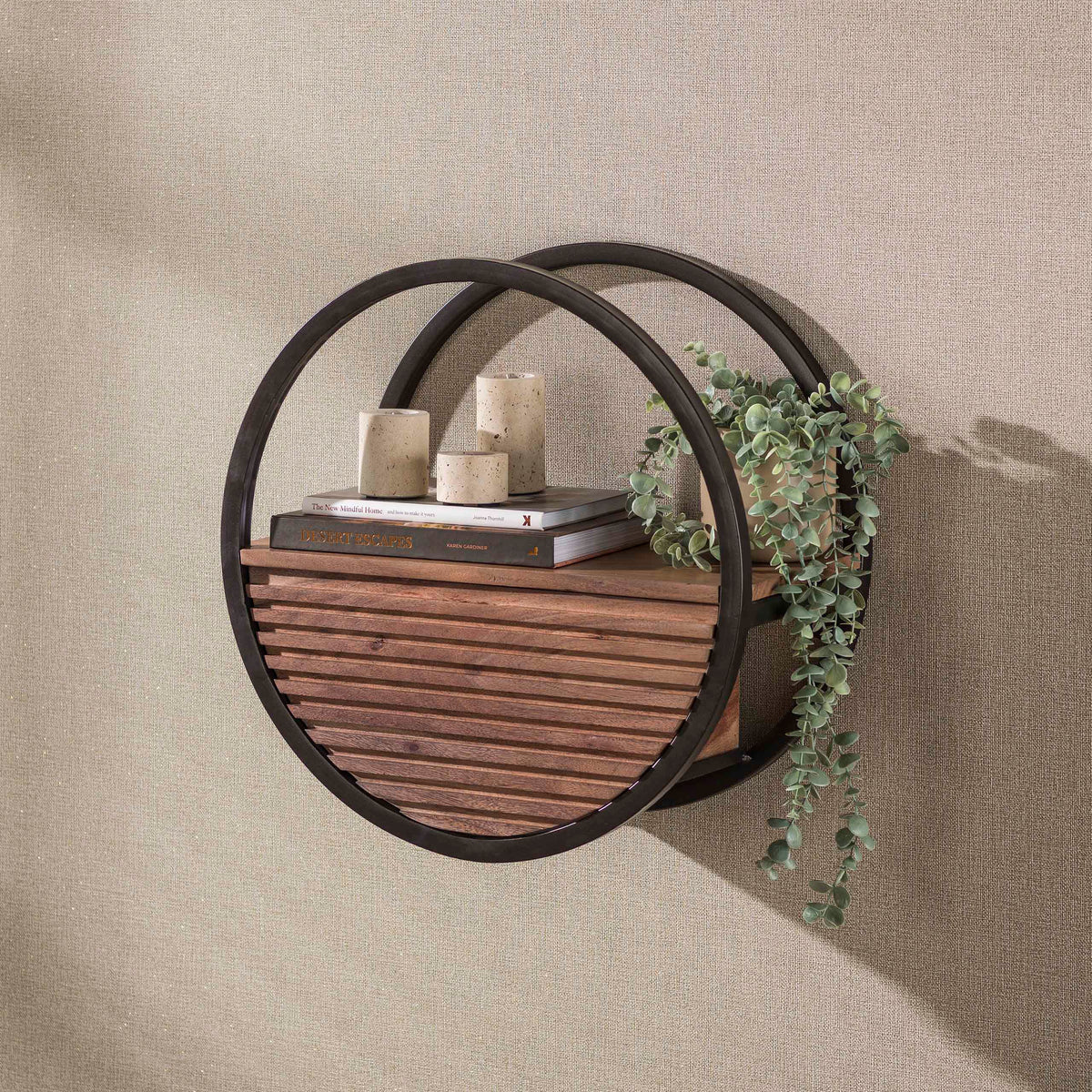 Wandregal – 50×25×50 cm – Massiv Akazie braun | Modell N0166