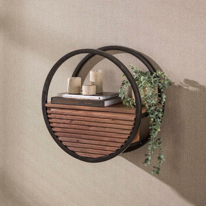 Wandregal – 50×25×50 cm – Massiv Akazie braun | Modell N0166