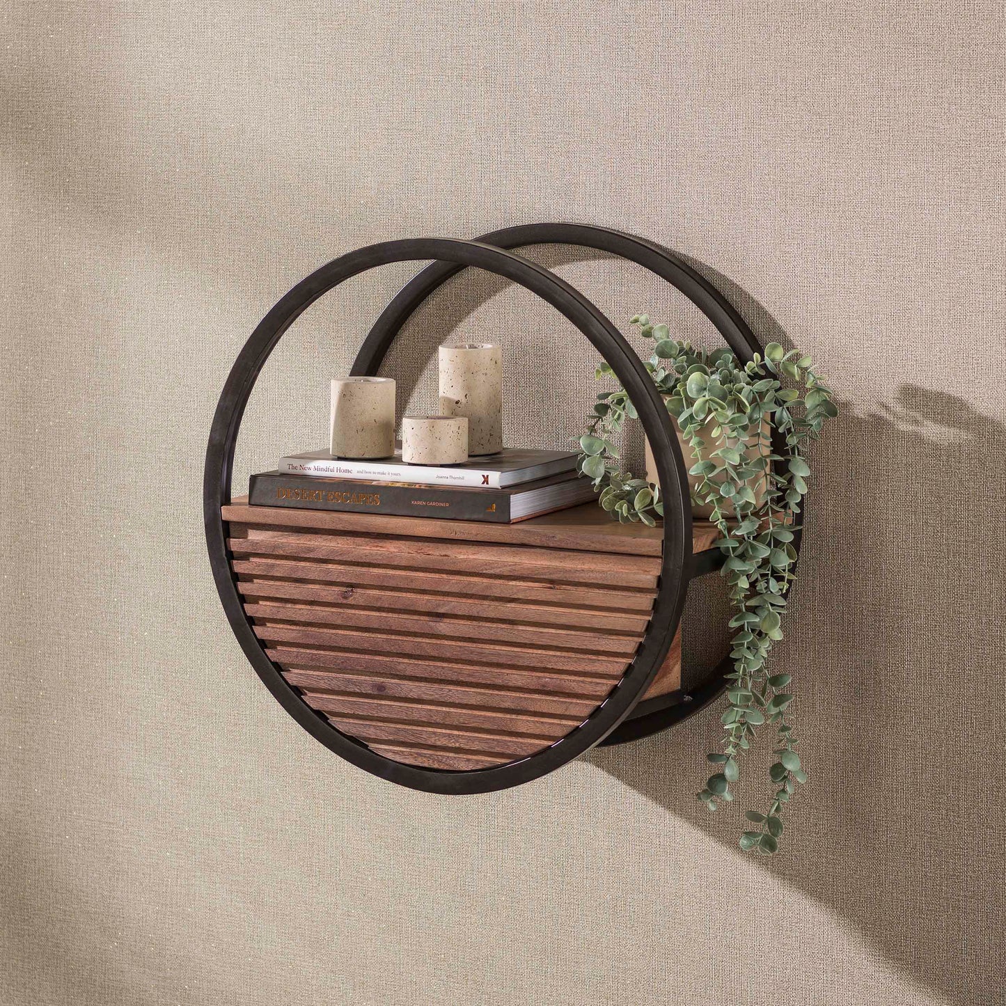 Wandregal – 50×25×50 cm – Massiv Akazie braun | Modell N0166