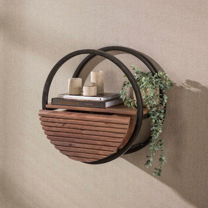 Wandregal – 50×25×50 cm – Massiv Akazie braun | Modell N0166