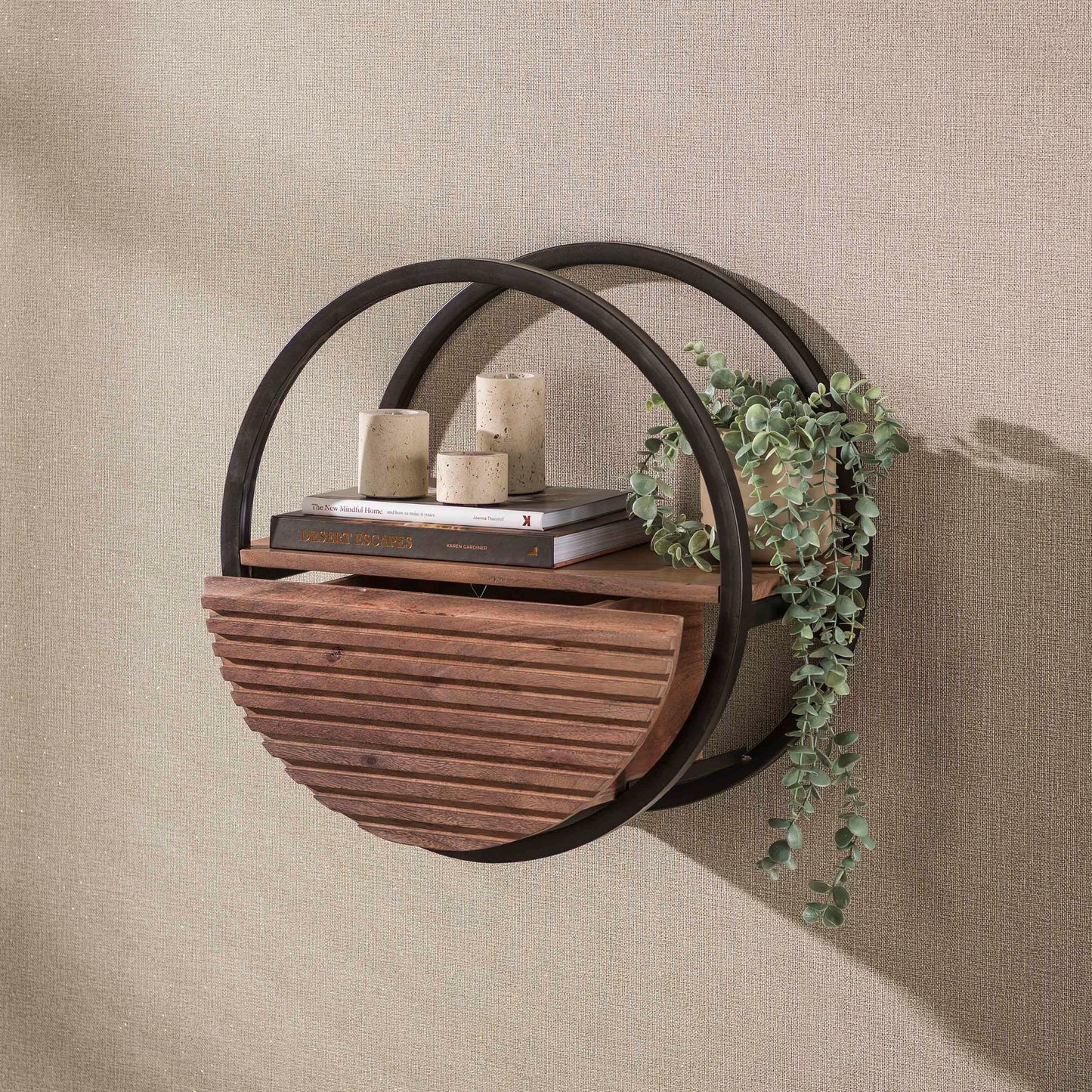Wandregal – 50×25×50 cm – Massiv Akazie braun | Modell N0166