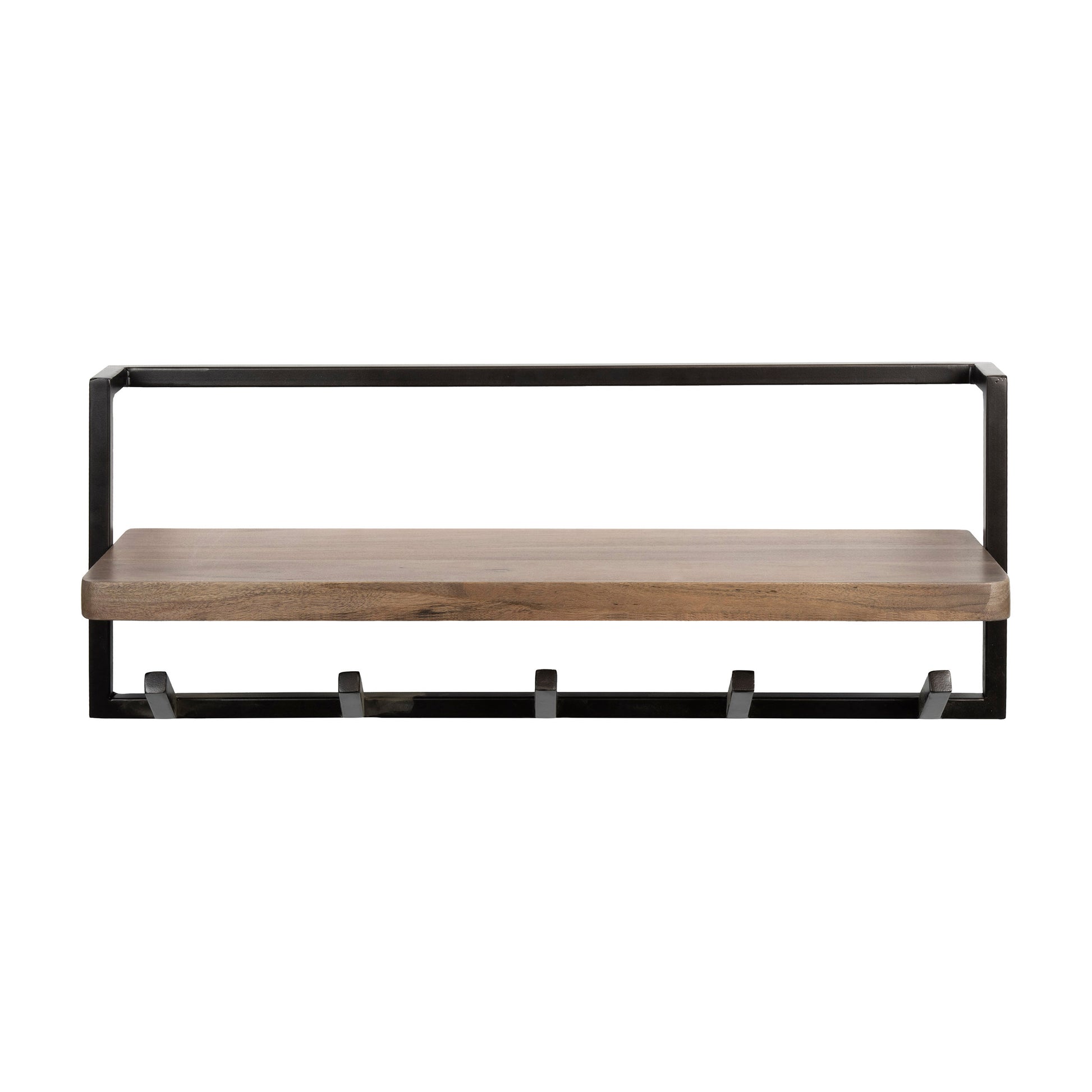 Garderobe – 6 haken – 85×25×32 cm – Massiv Akazie braun | Modell N0167