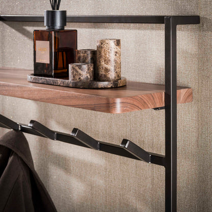 Garderobe – 5 haken – 85×25×75 cm – Massiv Akazie braun | Modell N0168