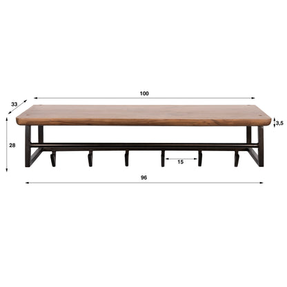 Garderobe – 6 haken – 100×33×28 cm – Massiv Akazie braun | Modell N0169
