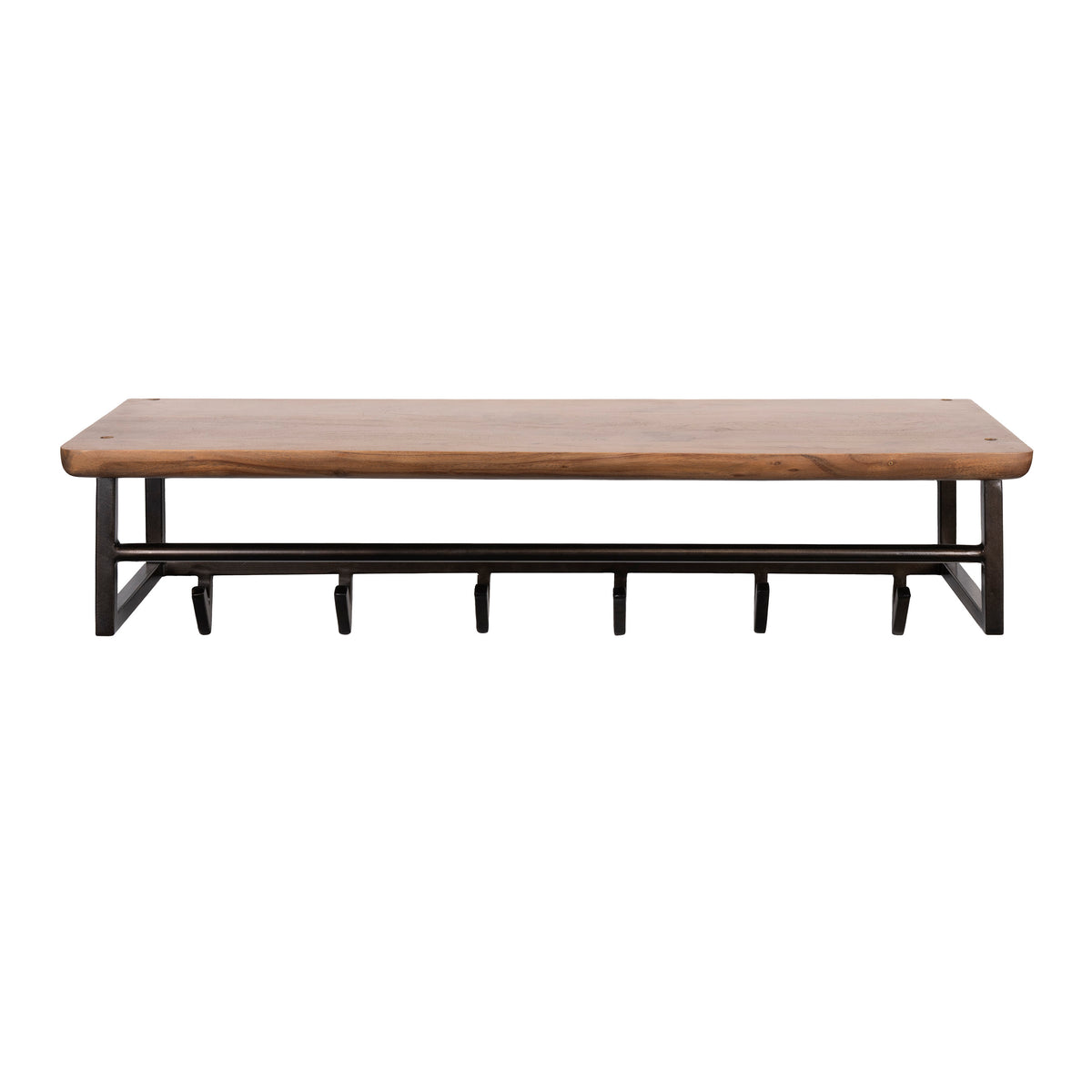 Garderobe – 6 haken – 100×33×28 cm – Massiv Akazie braun | Modell N0169