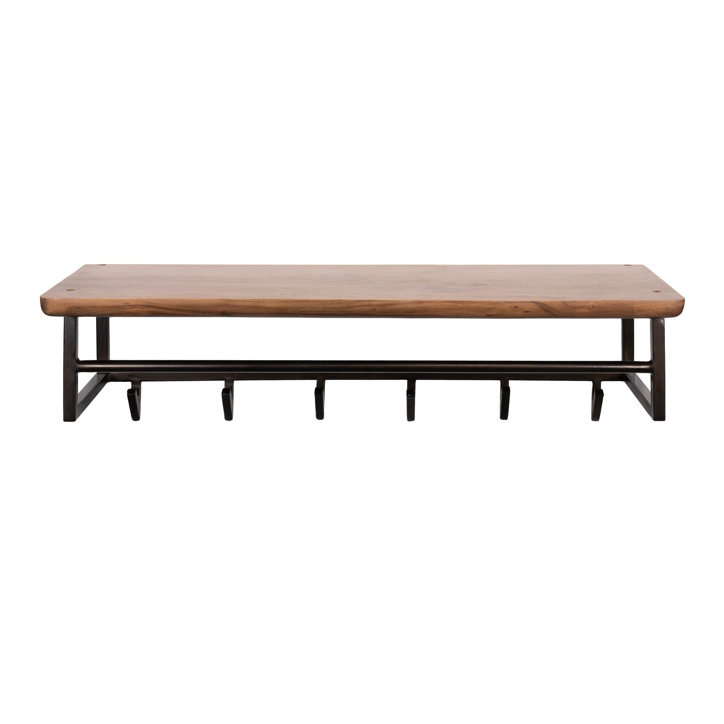 Garderobe – 6 haken – 100×33×28 cm – Massiv Akazie braun | Modell N0169
