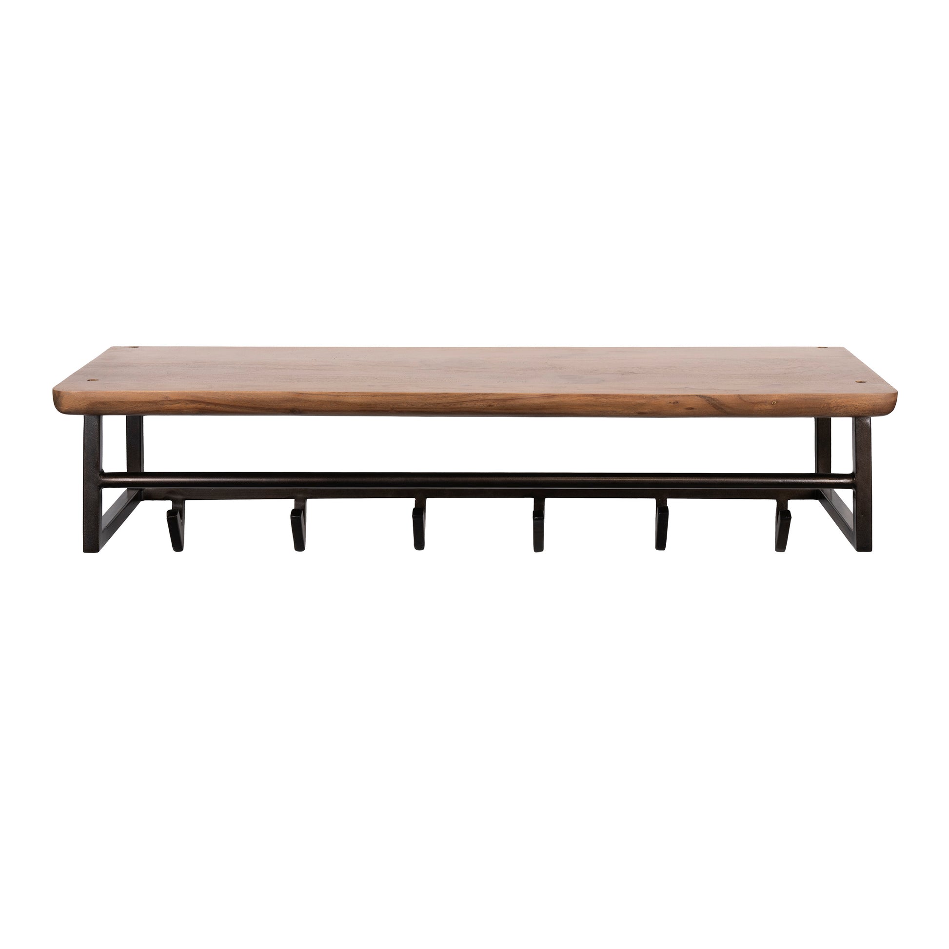 Garderobe – 6 haken – 100×33×28 cm – Massiv Akazie braun | Modell N0169