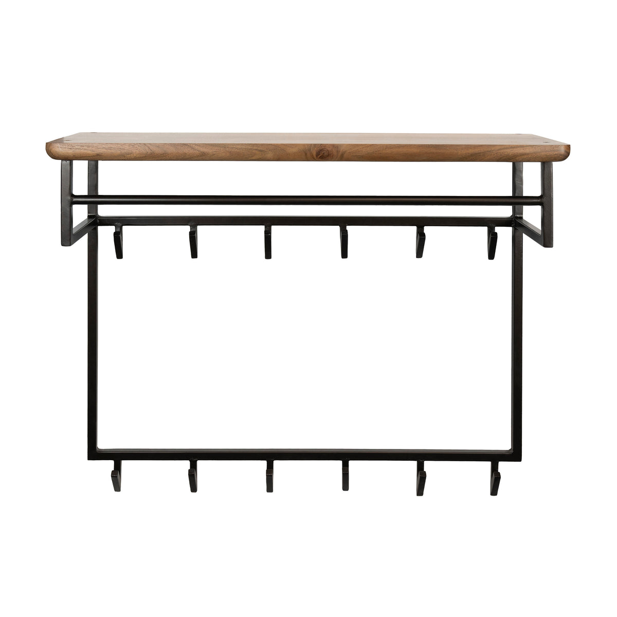 Garderobe – 12 haken 2 haken – 100×33×80 cm – Massiv Akazie braun | Modell N0170