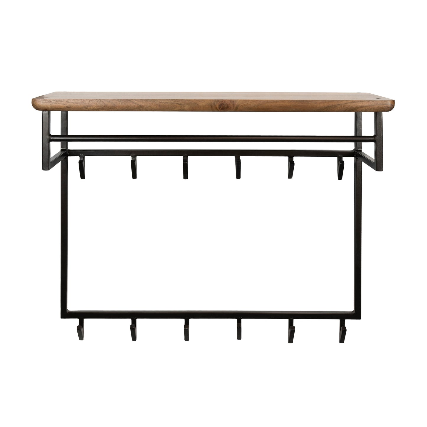 Garderobe – 12 haken 2 haken – 100×33×80 cm – Massiv Akazie braun | Modell N0170