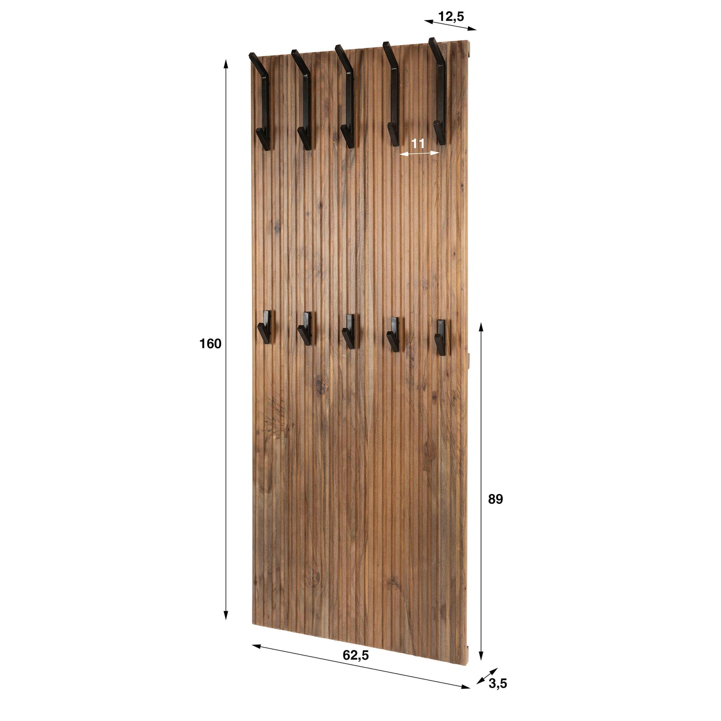 Garderobe – 63×13×160 cm – Massiv Akazie braun | Modell N0171