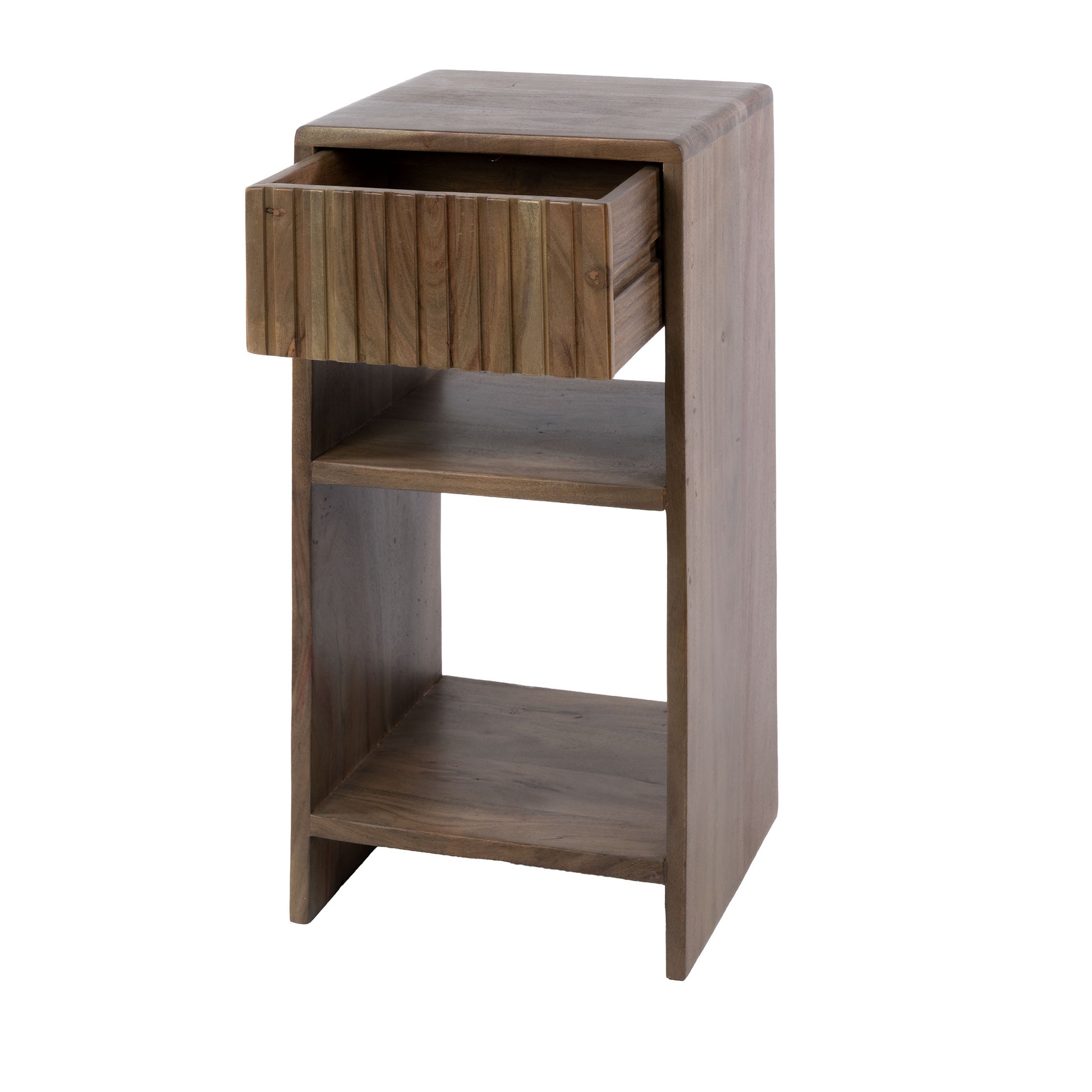 Nachttisch – 30×30×60 cm – Massiv Akazie braun | Modell N0173