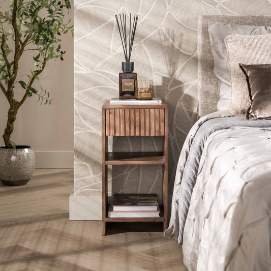 Nachttisch – 30×30×60 cm – Massiv Akazie braun | Modell N0173