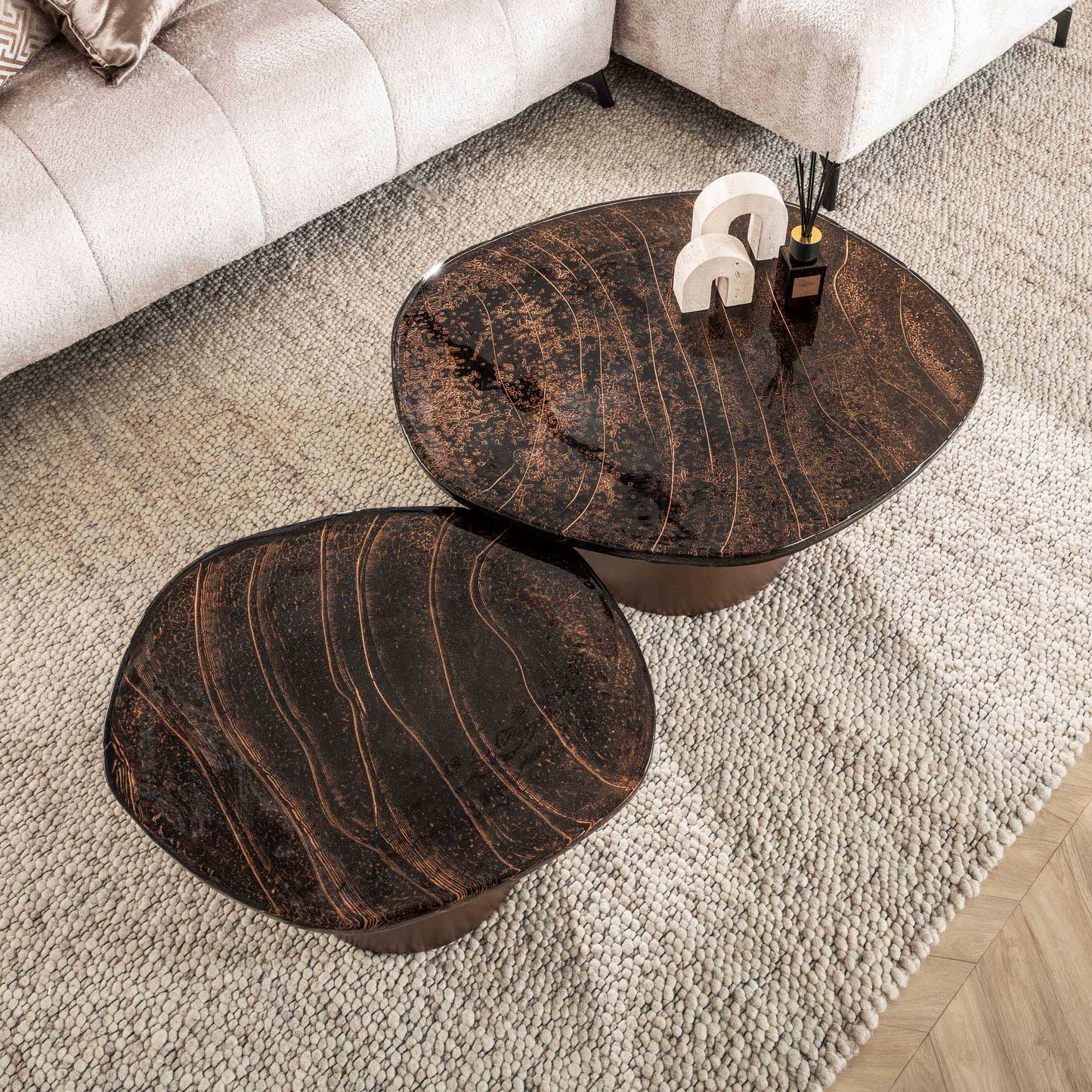 Couchtisch – 80×70×40 cm – Antikkupfer | Modell N0180