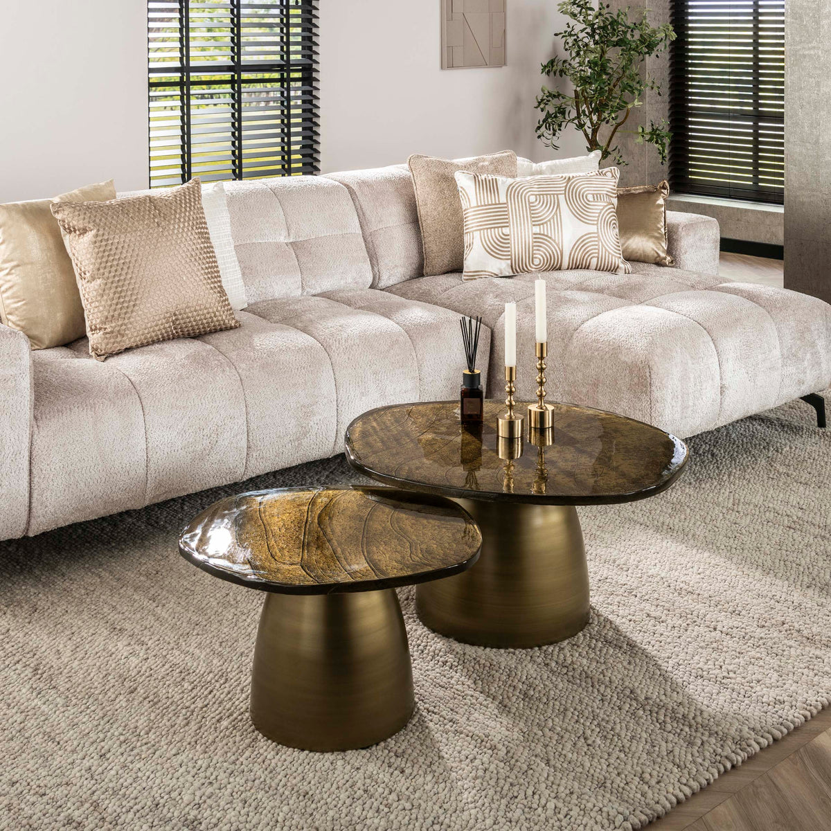 Couchtisch – 80×70×40 cm – Antikkupfer | Modell N0180