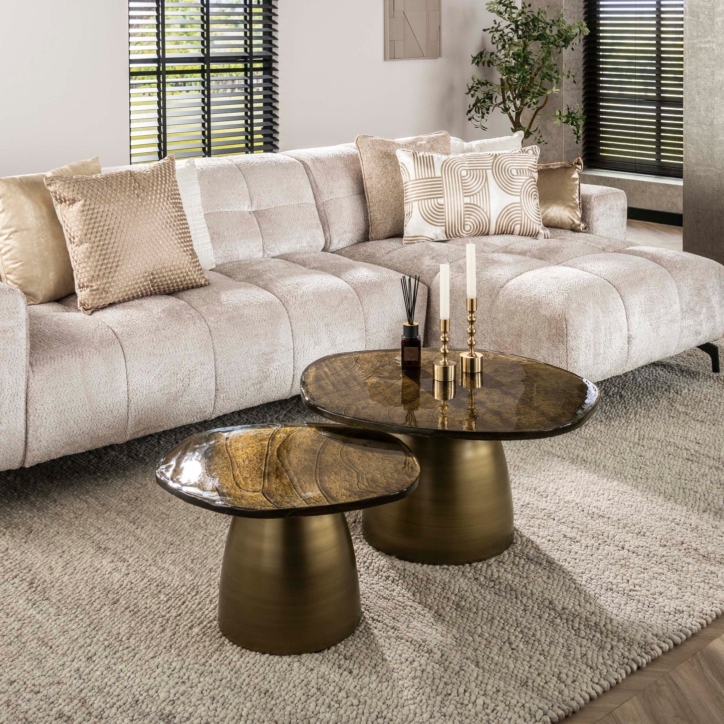 Couchtisch – 80×70×40 cm – Antikkupfer | Modell N0180