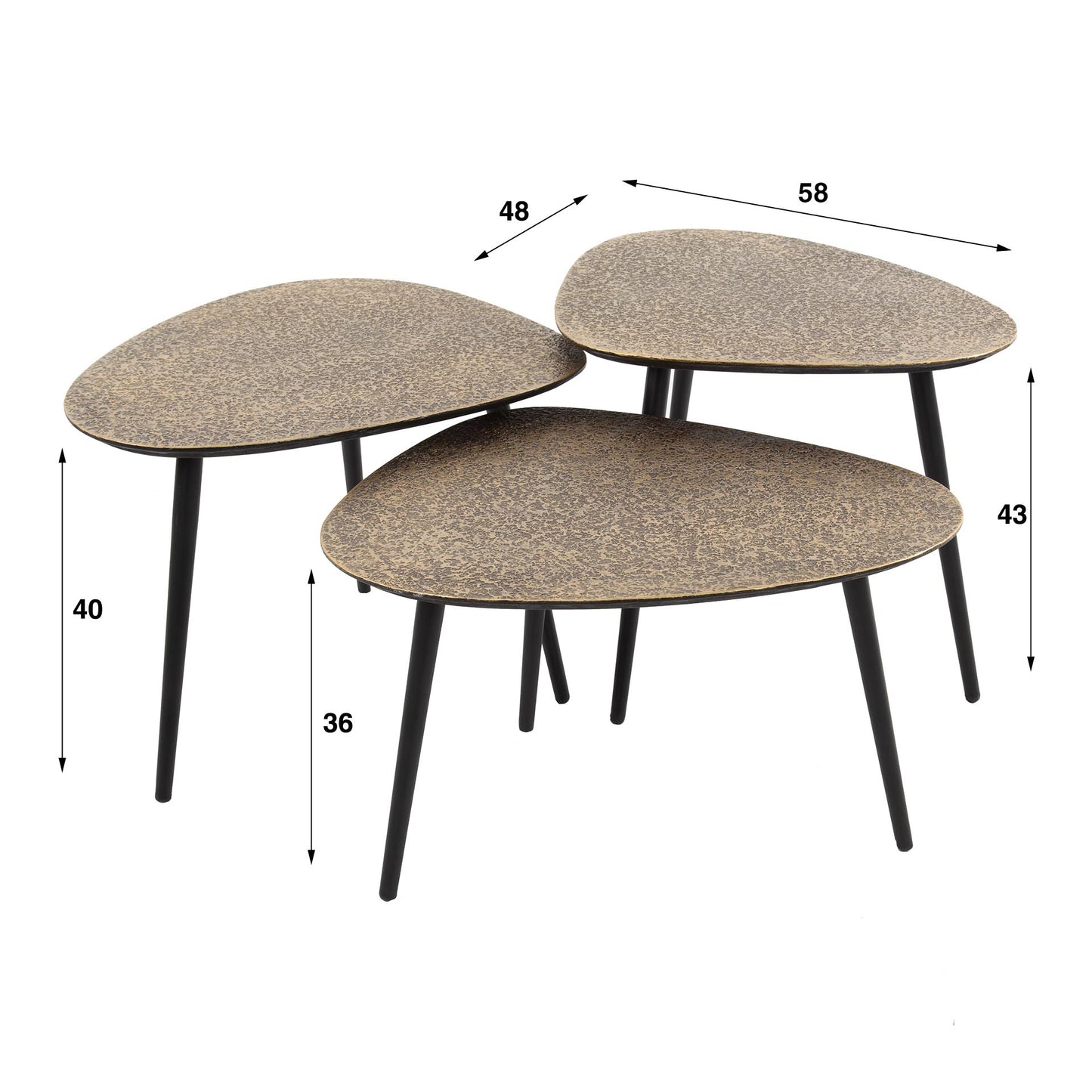 Couchtisch – 58×48×43 cm – Antikbronze | Modell N0184
