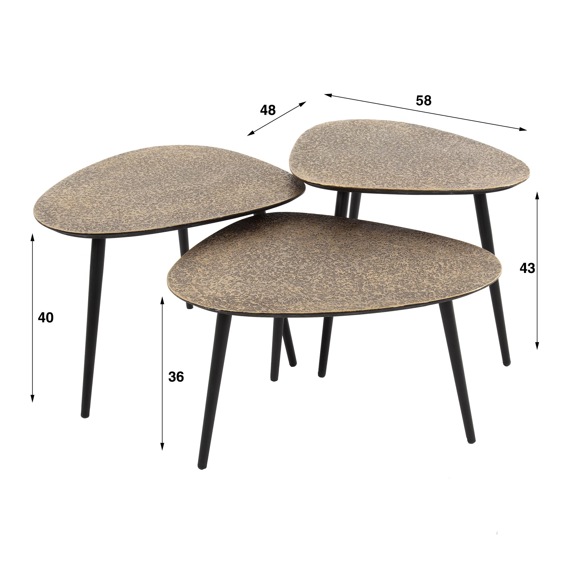 Couchtisch – 58×48×43 cm – Antikbronze | Modell N0184