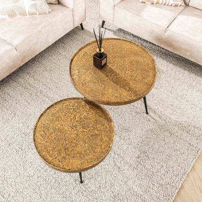 Couchtisch – rund – 74×74×50 cm – Antikbronze | Modell N0187