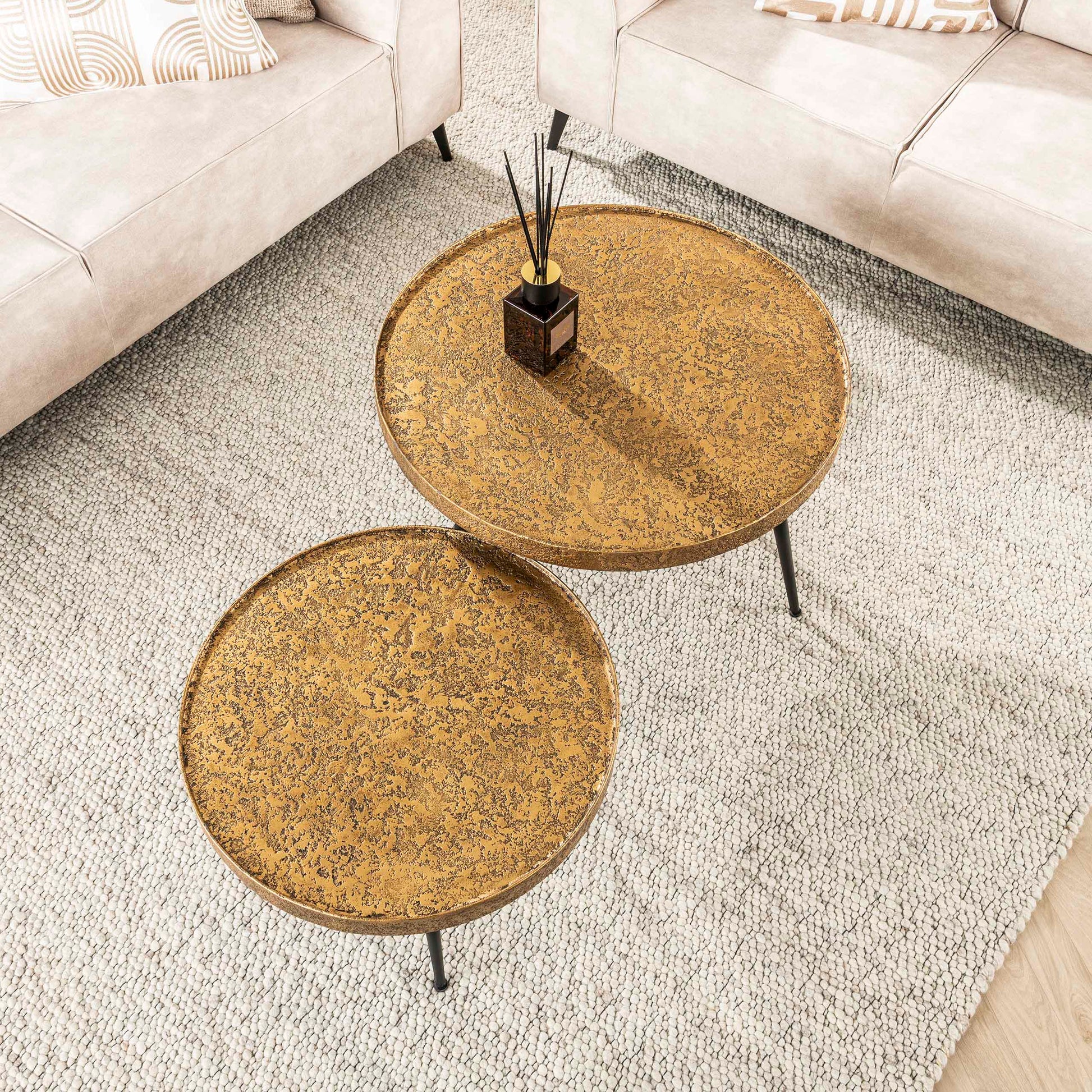 Couchtisch – rund – 74×74×50 cm – Antikbronze | Modell N0187