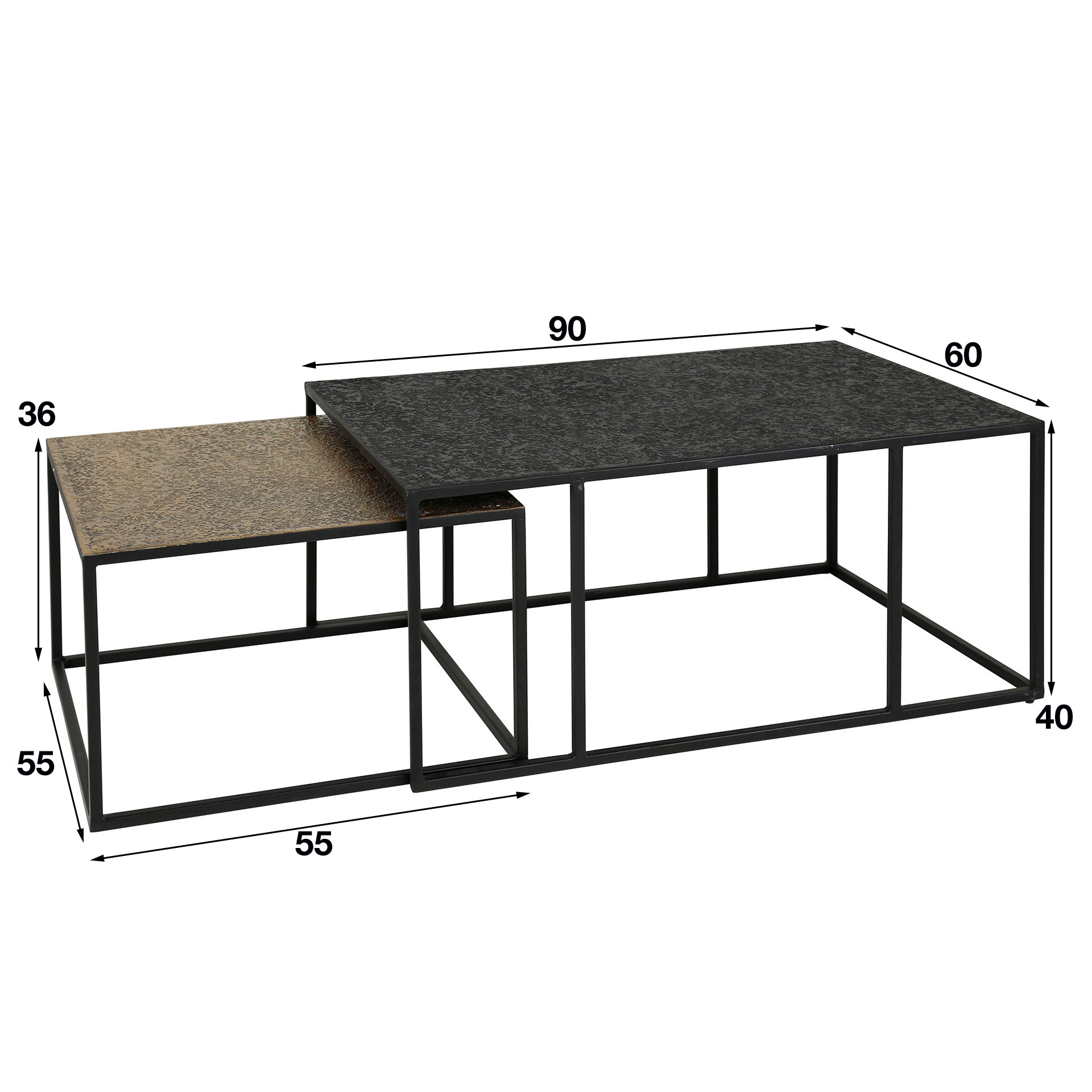Couchtisch – rechteckig – 90×60×40 cm – Grau | Modell N0189