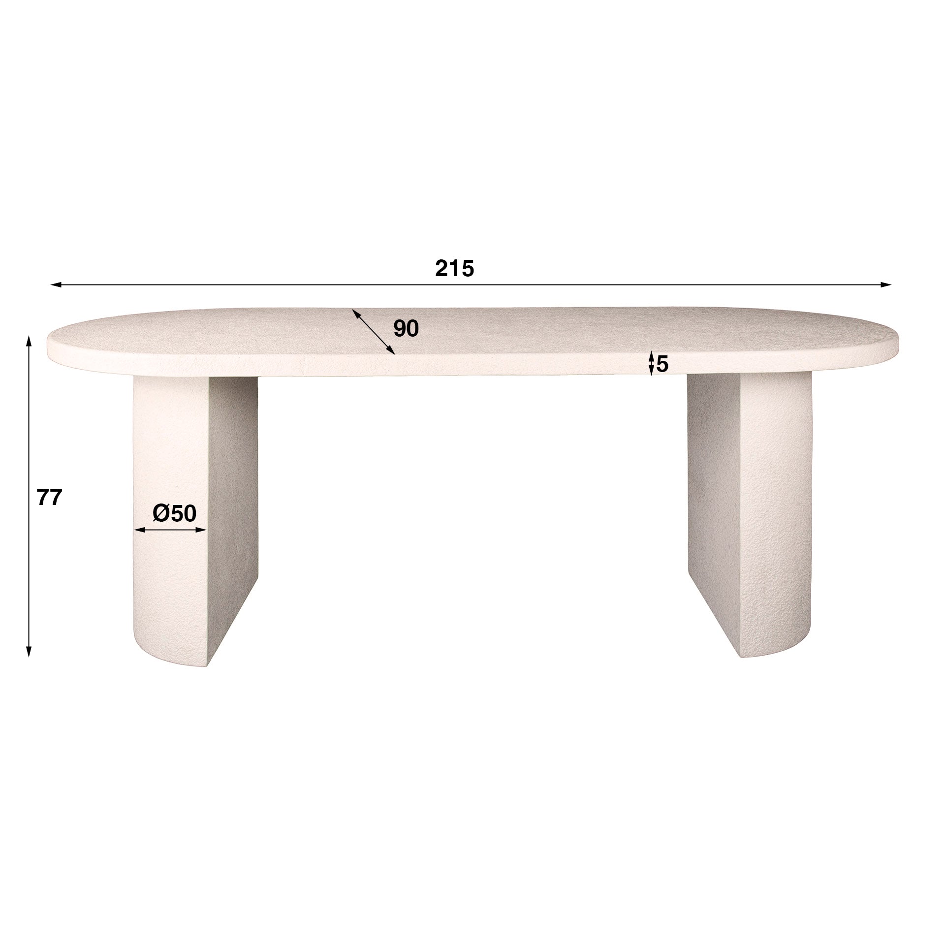 Esstisch – oval – 215×90×77 cm – Marmor composite | Modell N0192
