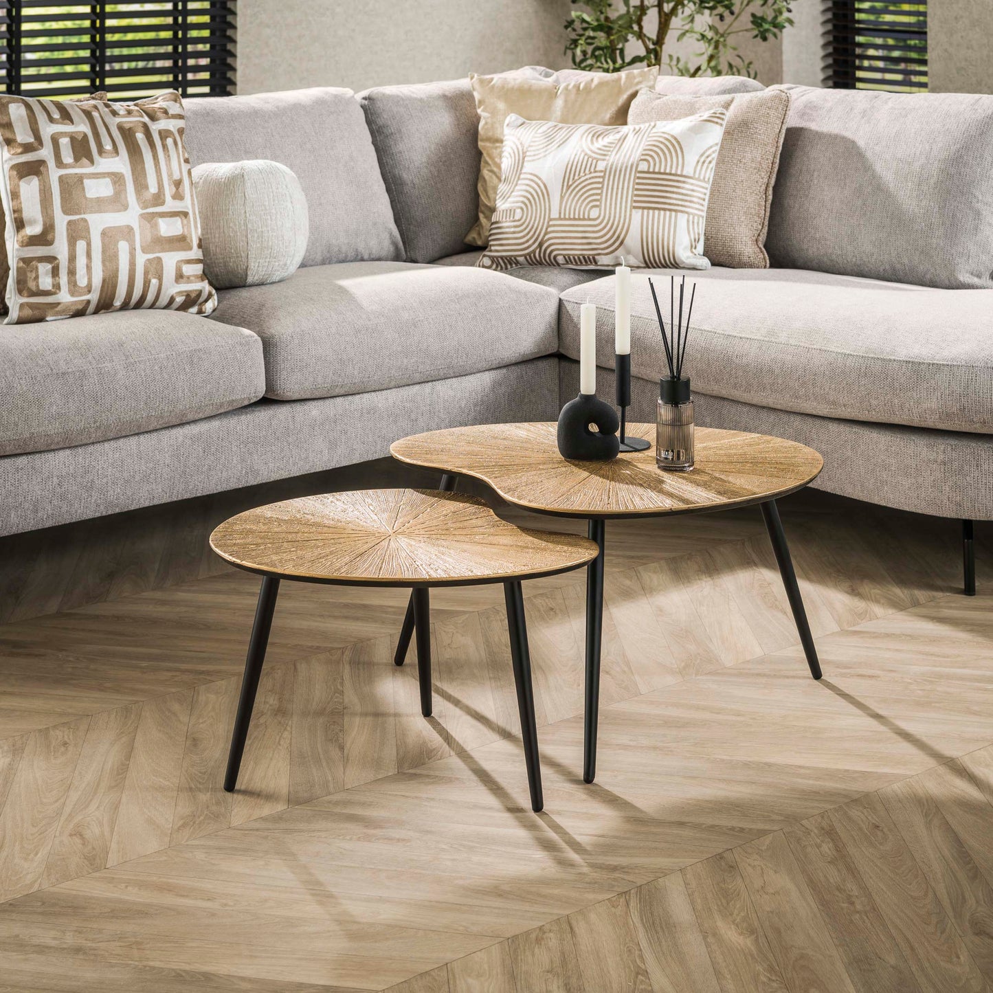 Couchtisch – 71×56×40 cm – Ray Antikgold | Modell N0195