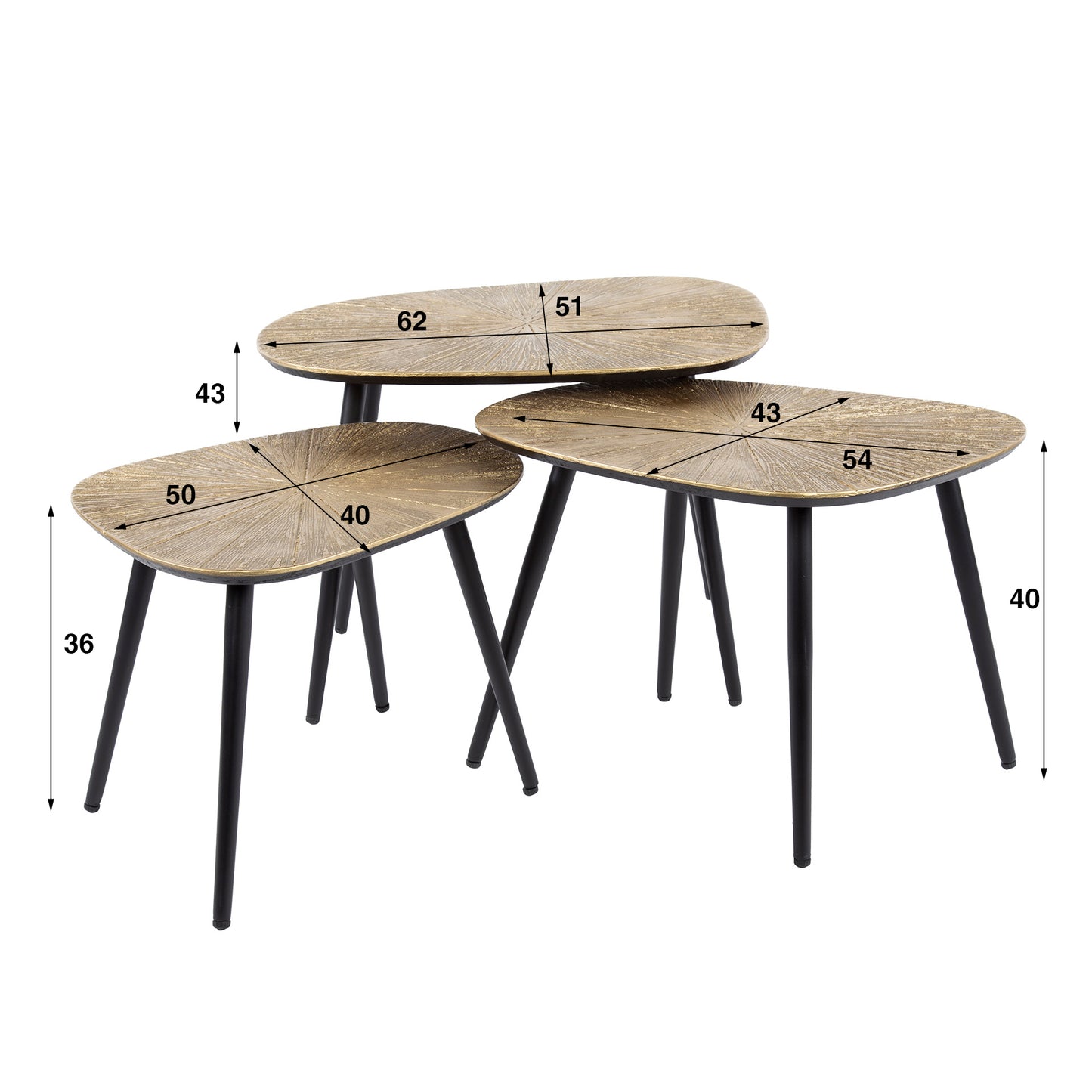 Couchtisch – 62×51×43 cm – Ray Antikgold | Modell N0196