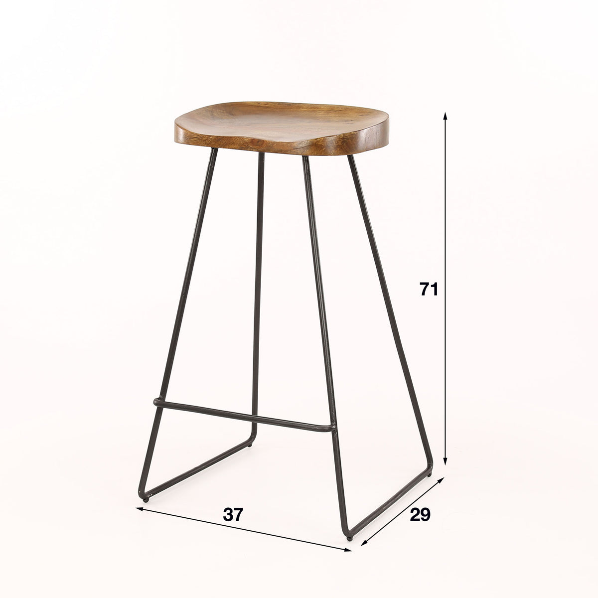 Barstuhl – 4-er pack – 37×29×71 cm – Massiv Akazie | Modell N0202