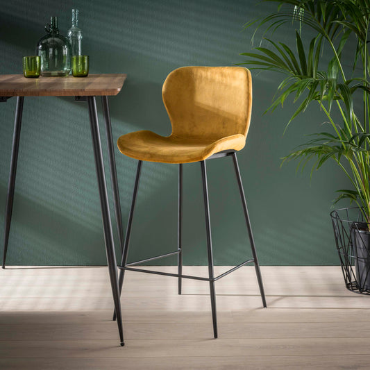 Barstuhl – 4-er pack – 47×51×99 cm – Velours Gold | Modell N0203