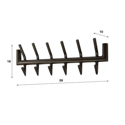 Garderobe – 6 haken – 59×10×18,5 cm – Drift brown | Modell N0204