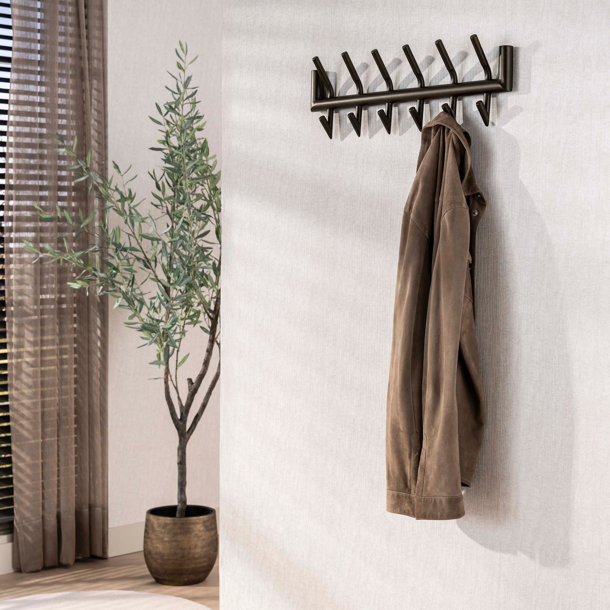 Garderobe – 6 haken – 59×10×18,5 cm – Drift brown | Modell N0204
