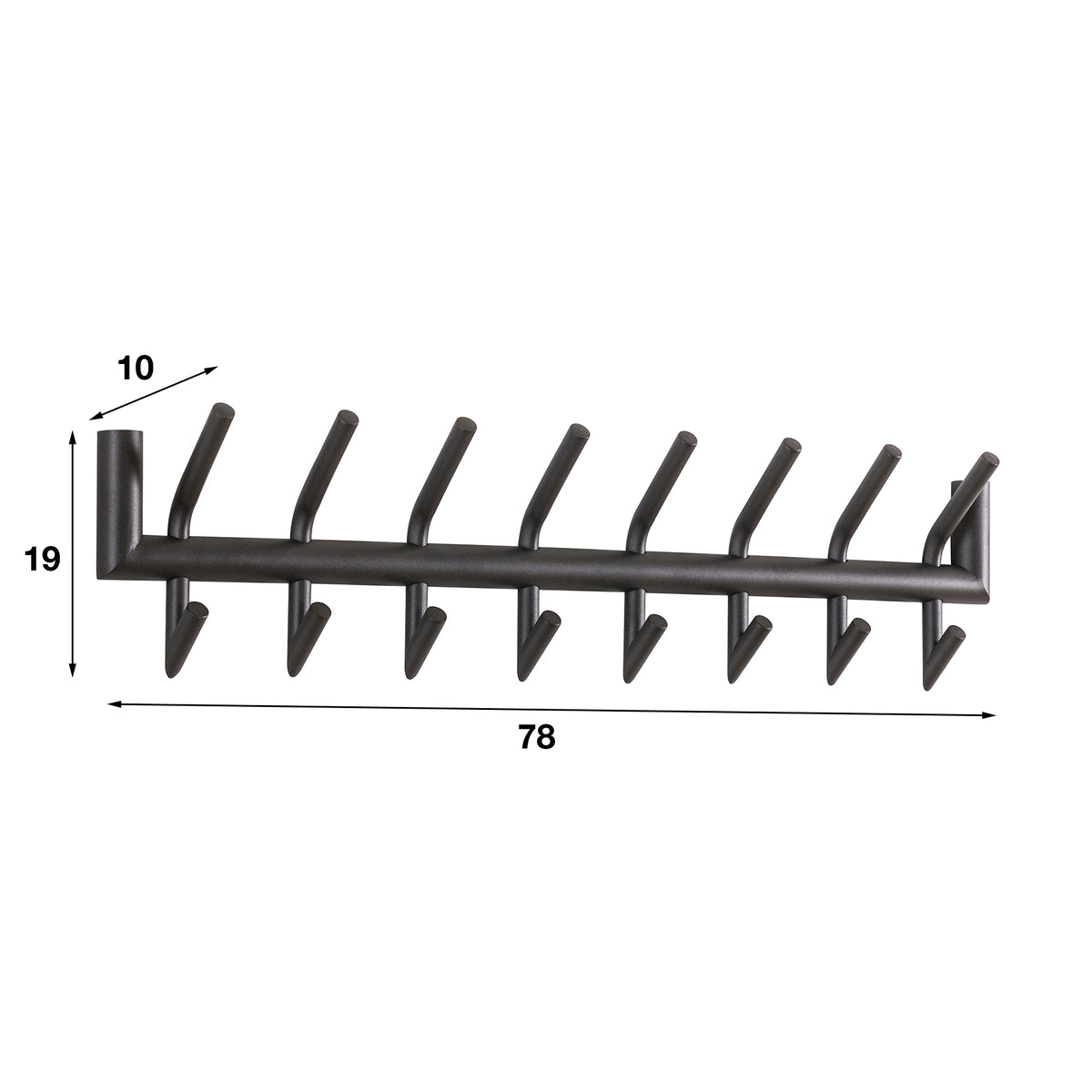 Garderobe – 8 haken – 78×10×19 cm – Matt dunkelgrau | Modell N0205