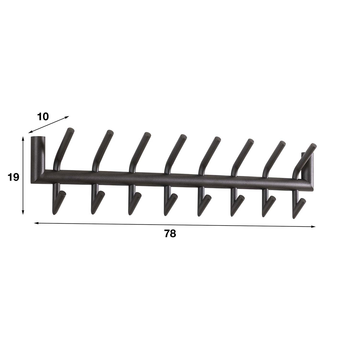 Garderobe – 8 haken – 78×10×19 cm – Matt dunkelgrau | Modell N0205