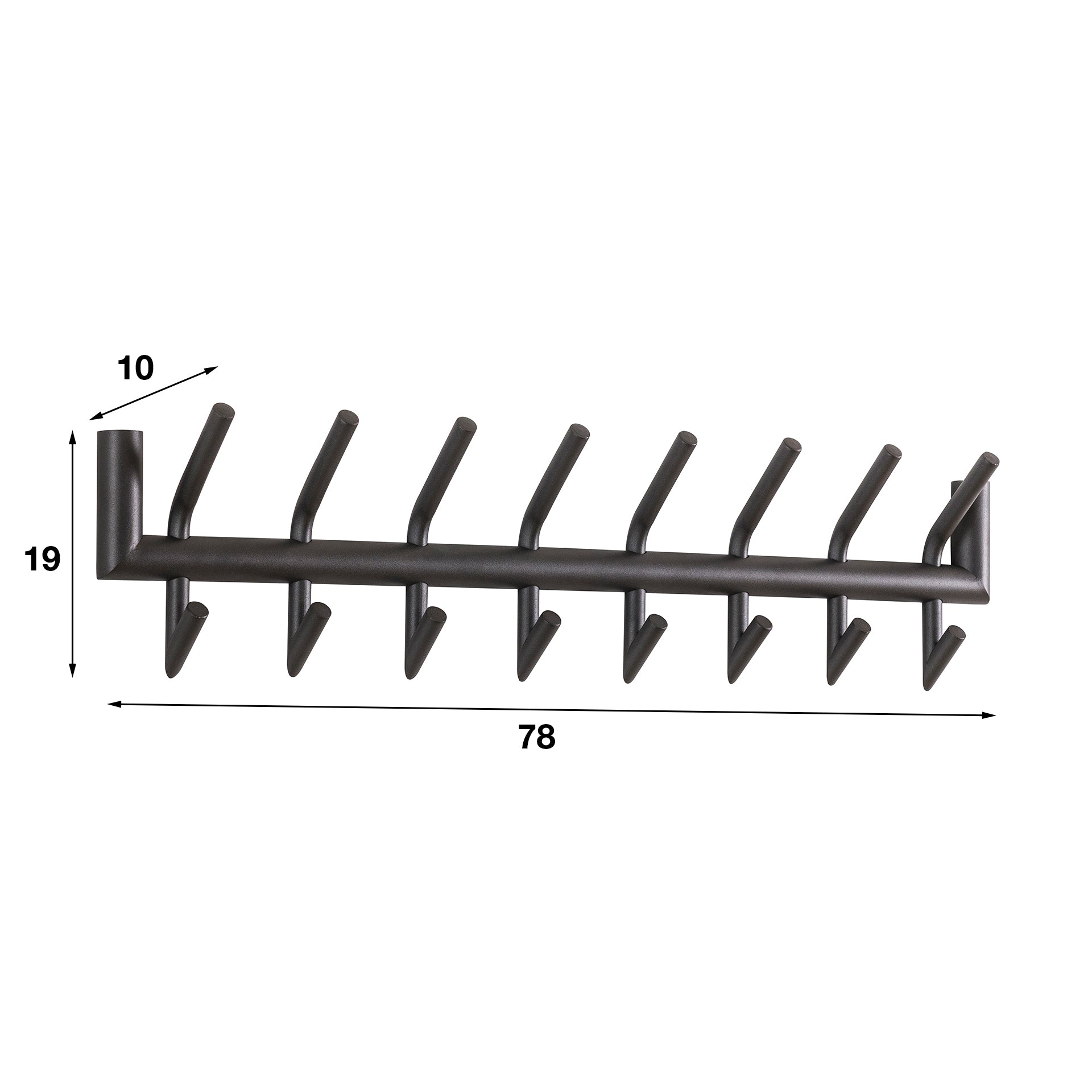 Garderobe – 8 haken – 78×10×19 cm – Matt dunkelgrau | Modell N0205