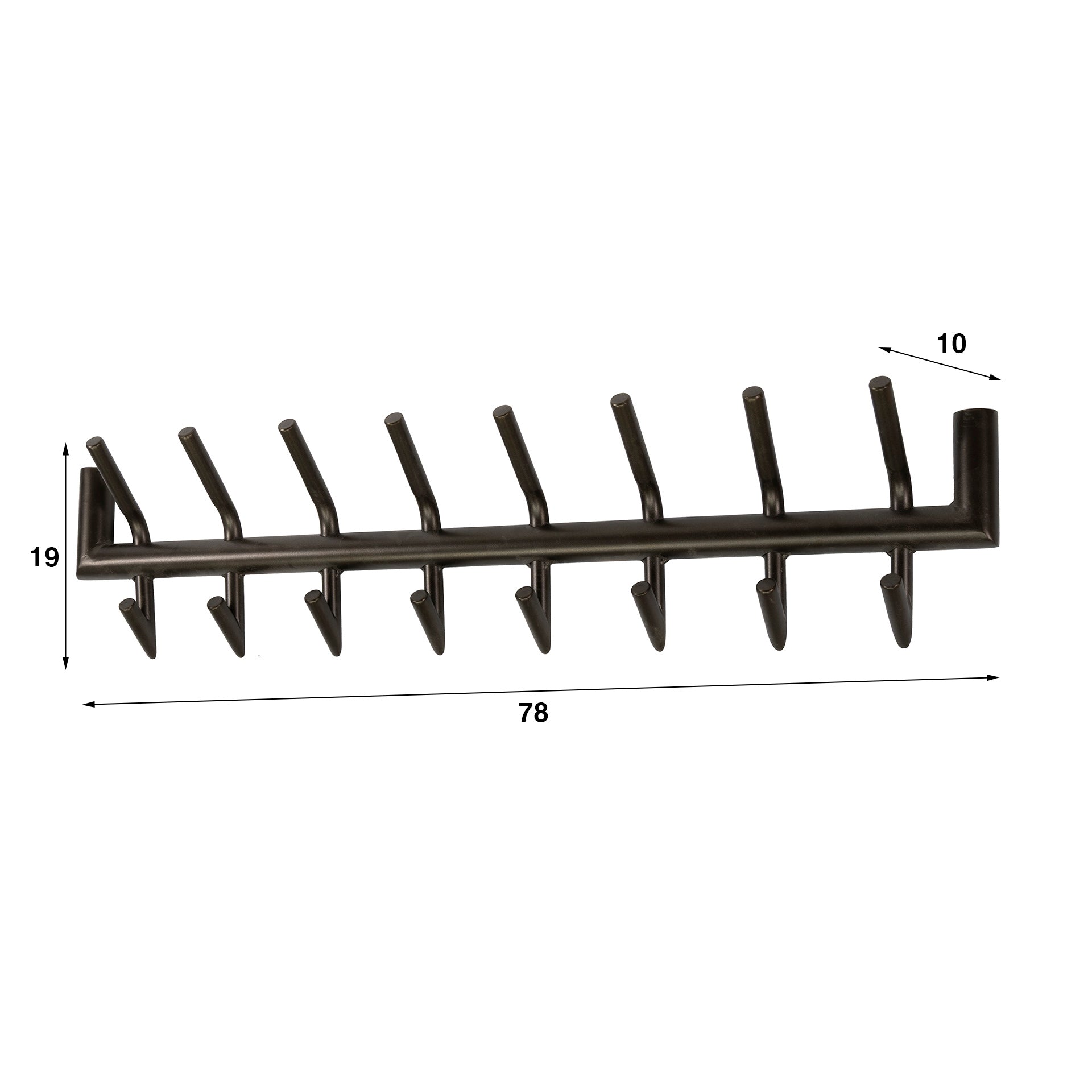 Garderobe – 8 haken – 78×10×19 cm – Matt dunkelgrau | Modell N0205