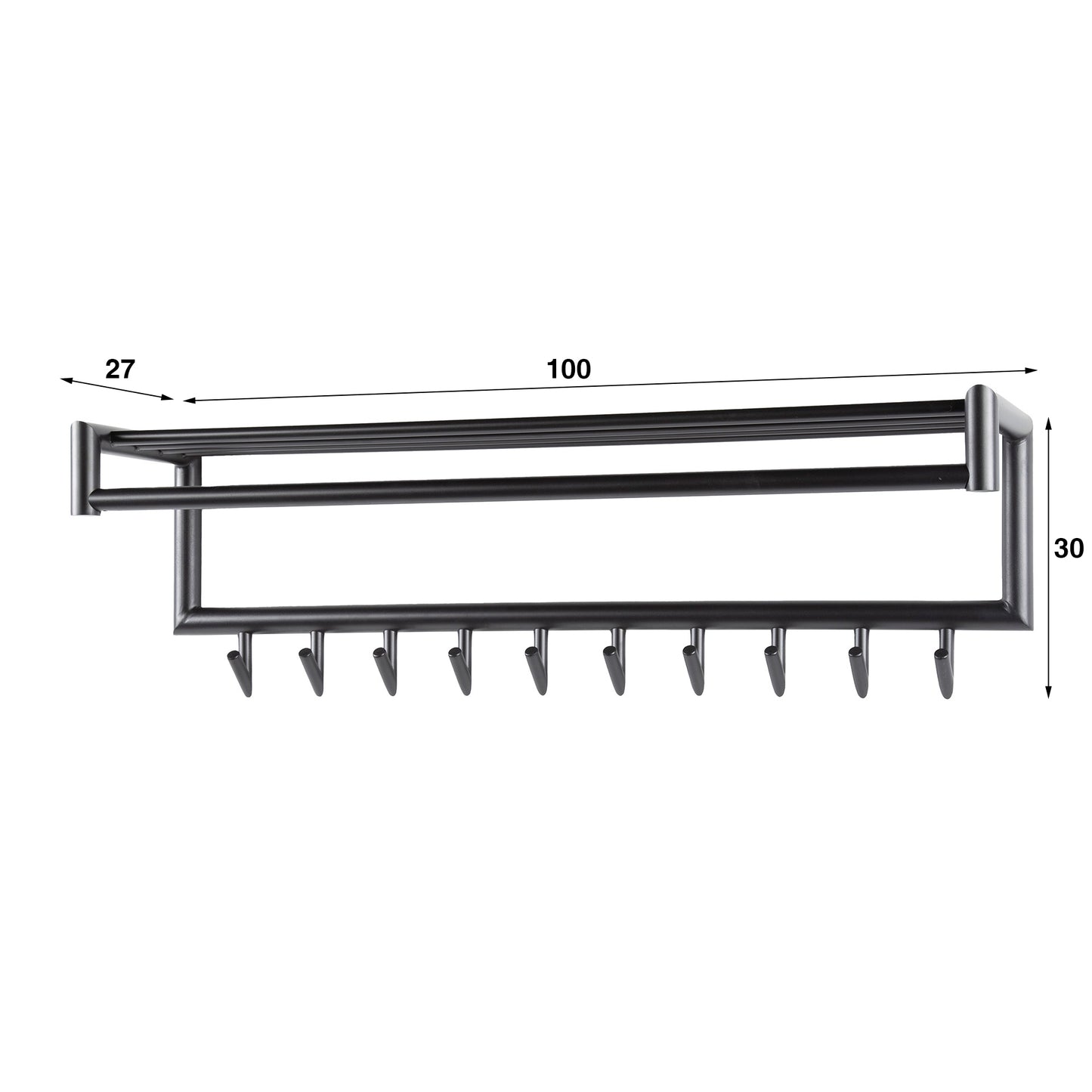 Garderobe – hutablage – 100×27×30 cm – Matt dunkelgrau | Modell N0206