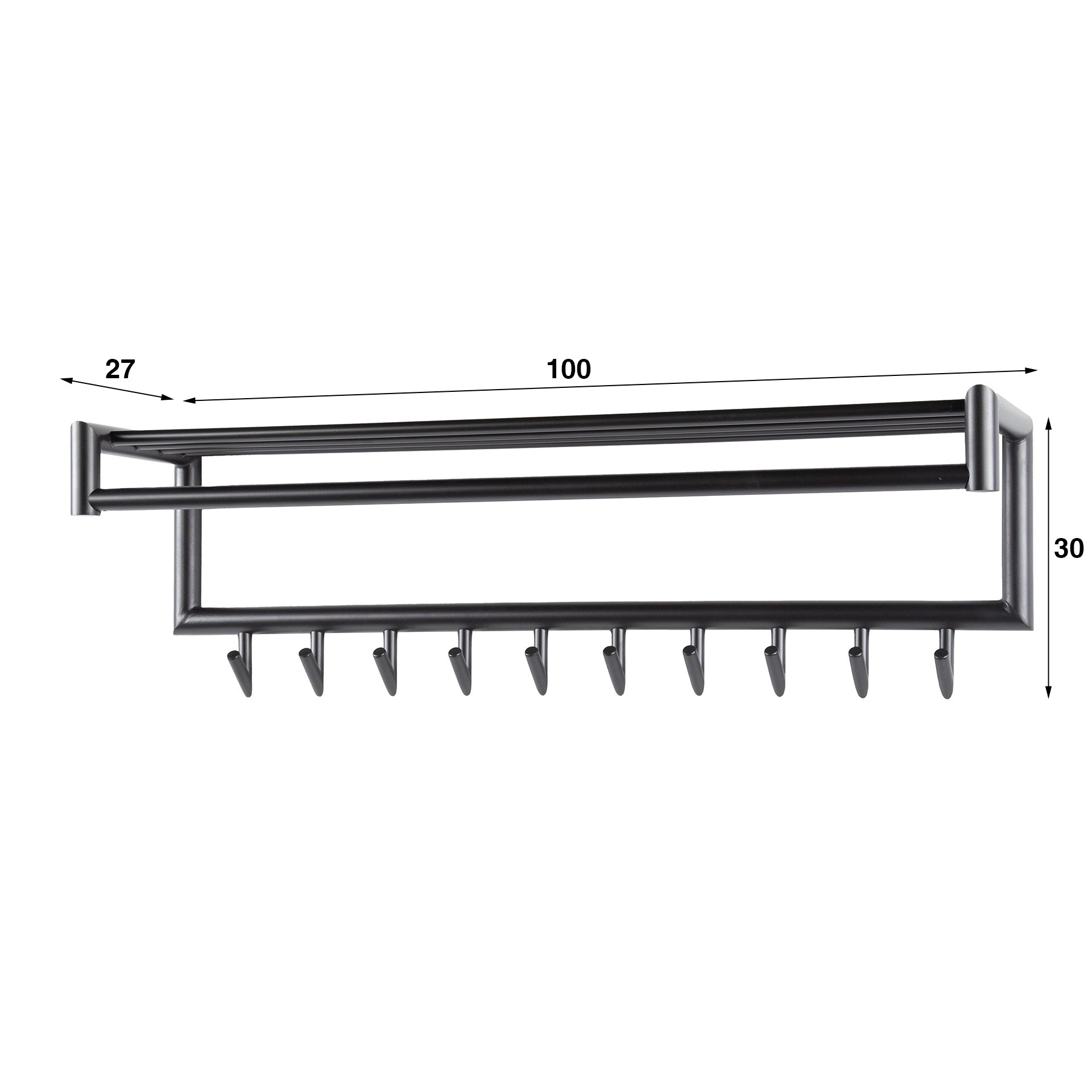 Garderobe – hutablage – 100×27×30 cm – Matt dunkelgrau | Modell N0206