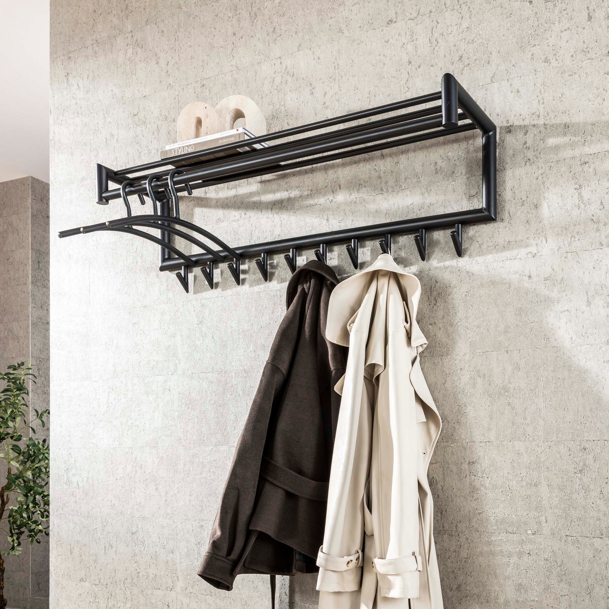 Garderobe – hutablage – 100×27×30 cm – Matt dunkelgrau | Modell N0206
