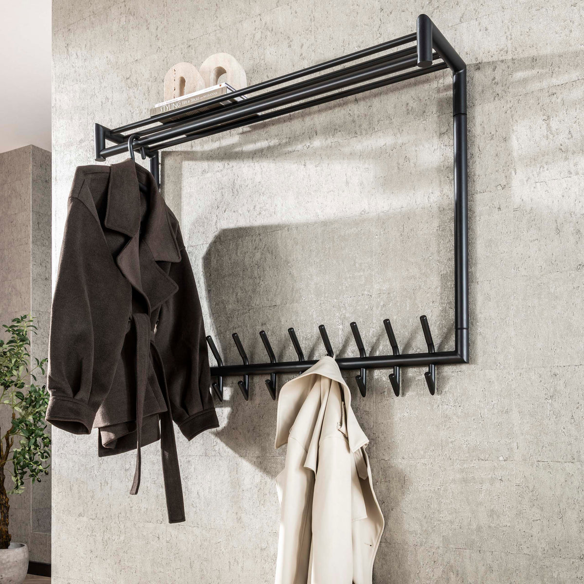 Garderobe – hutablage – 100×27×80 cm – Matt dunkelgrau | Modell N0207