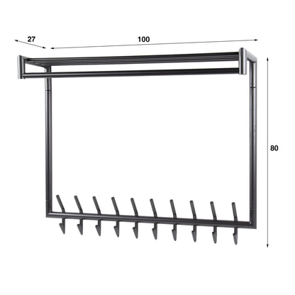Garderobe – hutablage – 100×27×80 cm – Matt dunkelgrau | Modell N0207