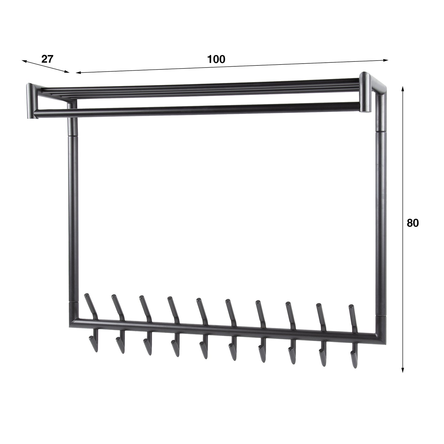 Garderobe – hutablage – 100×27×80 cm – Matt dunkelgrau | Modell N0207
