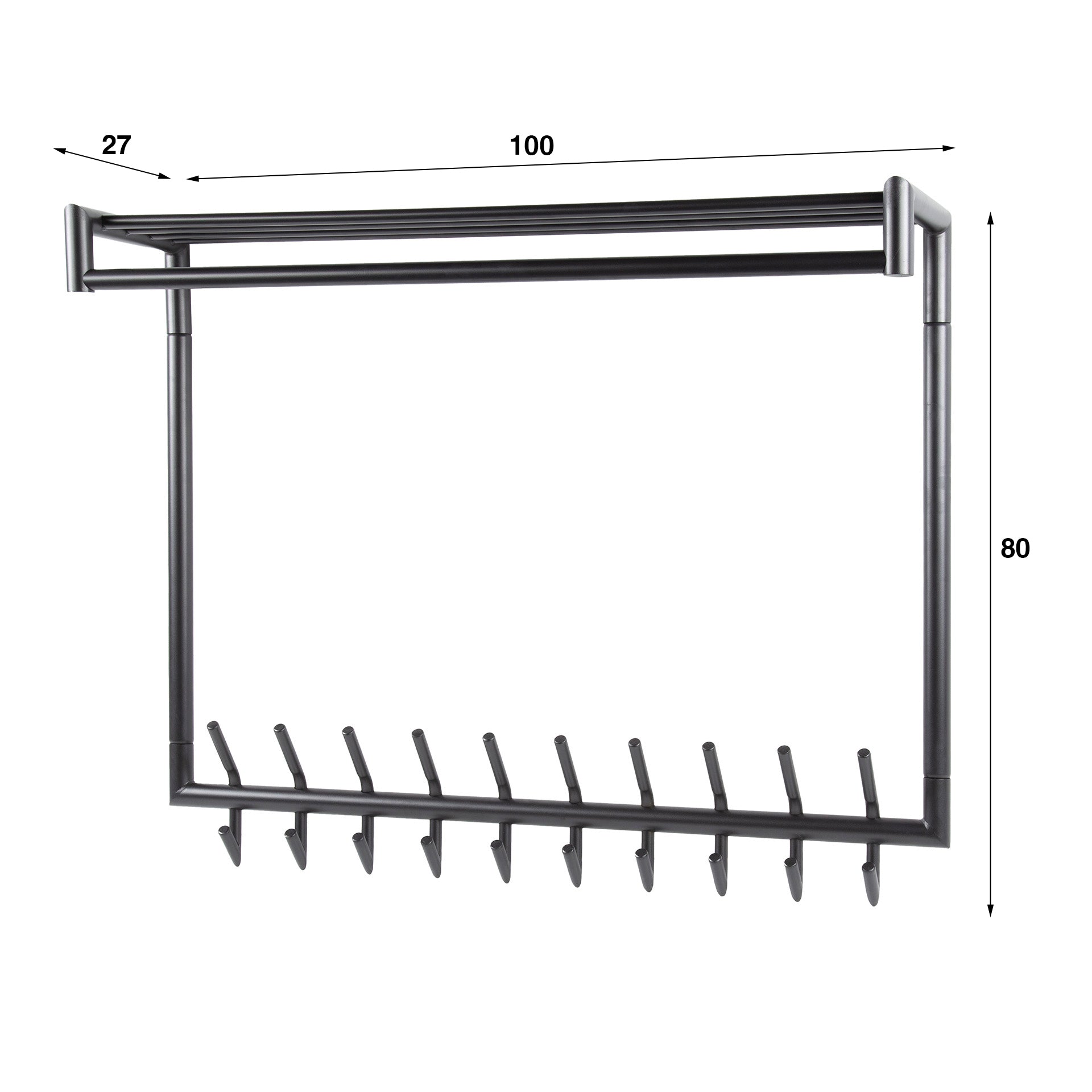 Garderobe – hutablage – 100×27×80 cm – Matt dunkelgrau | Modell N0207