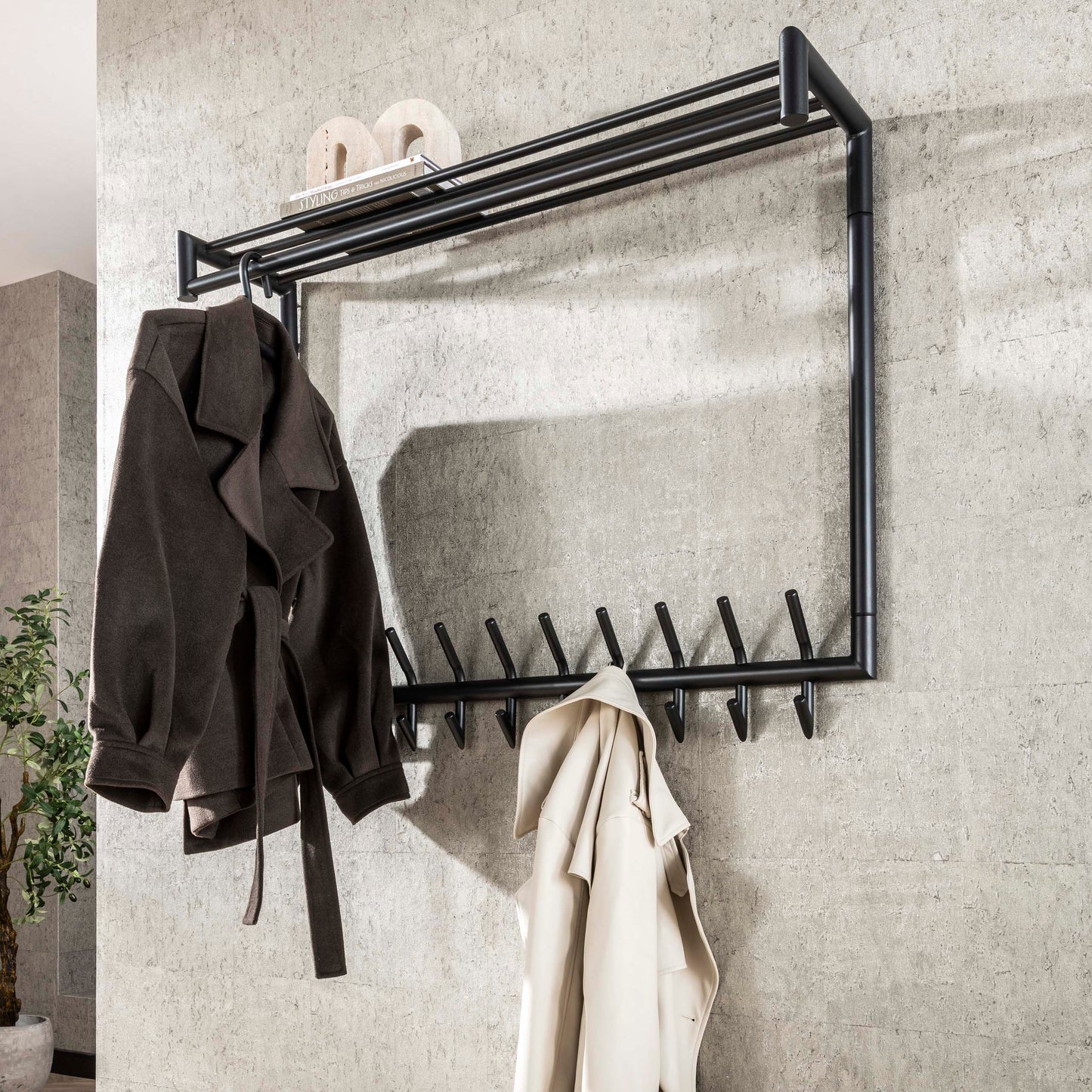 Garderobe – hutablage – 100×27×80 cm – Matt dunkelgrau | Modell N0207