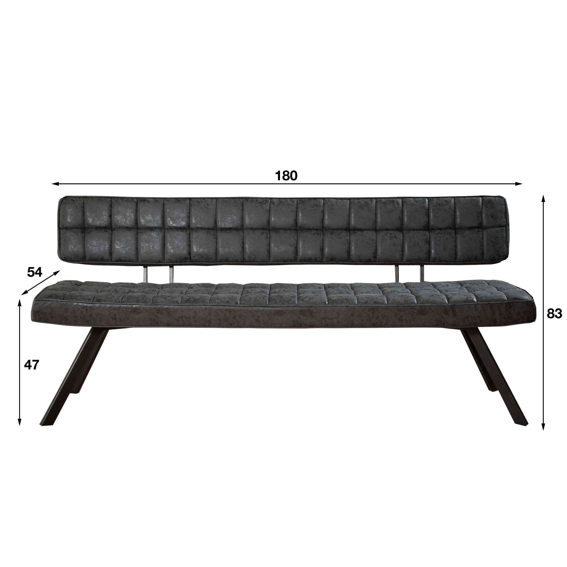 Esszimmerbank – 180×54×83 cm – Wax PU schwarz | Modell N0208