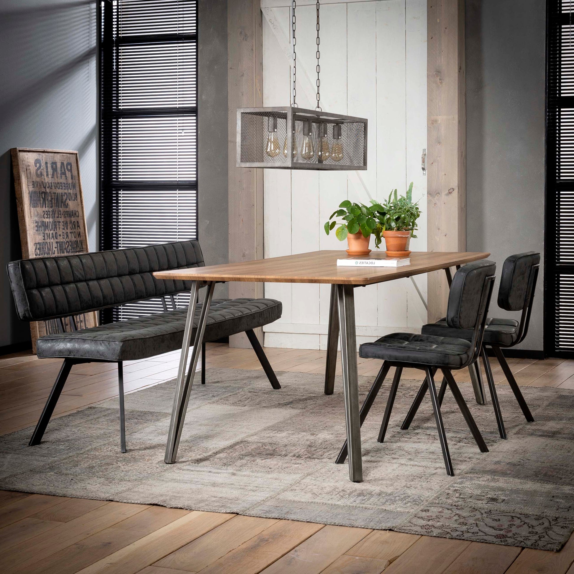 Esszimmerbank – 180×54×83 cm – Wax PU schwarz | Modell N0208