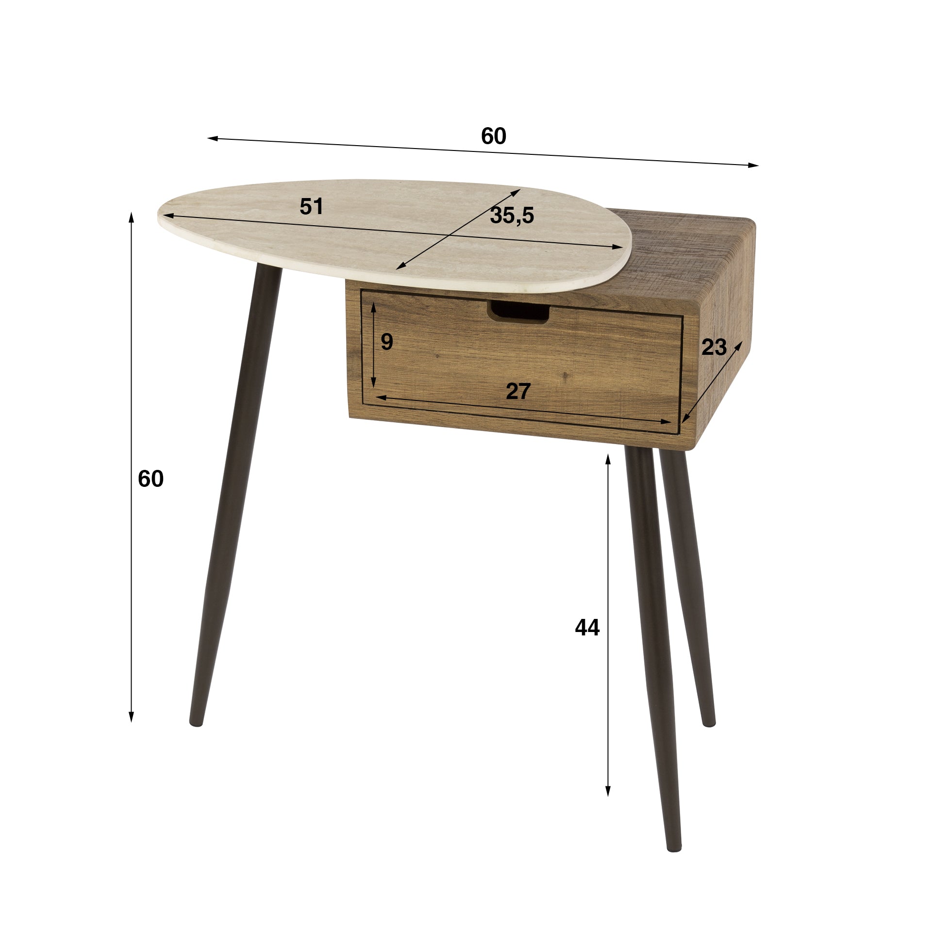 Nachttisch – 60×35×60 cm – Keramik travertin | Modell N0219