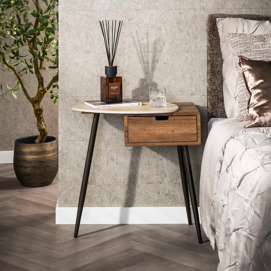 Nachttisch – 60×35×60 cm – Keramik travertin | Modell N0219