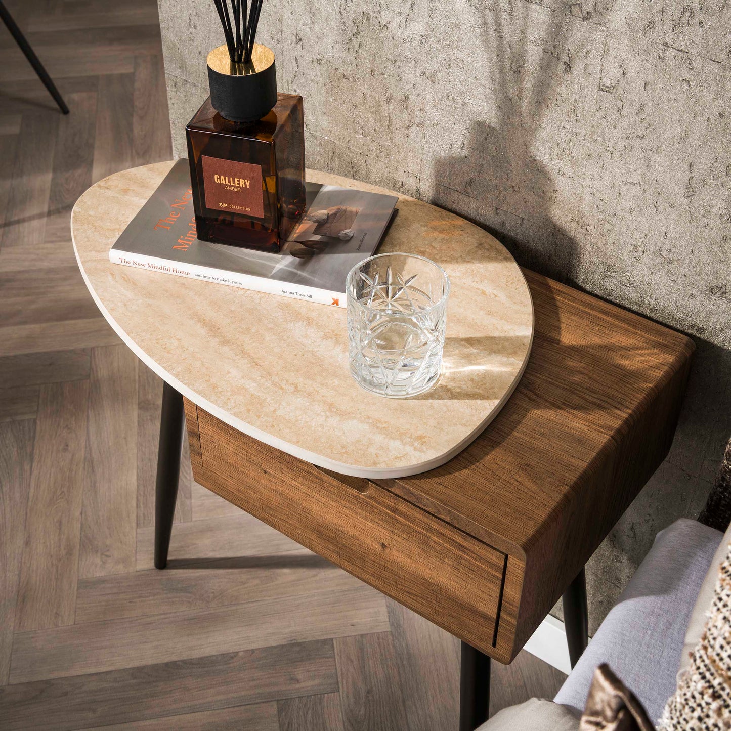 Nachttisch – 60×35×60 cm – Keramik travertin | Modell N0219